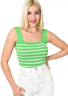 Potre OR - Τοπ εφαρμοστό με ρίγες Πράσινο 23450