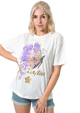 Potre OR - T-Shirt με Σχέδιο Πεταλούδα