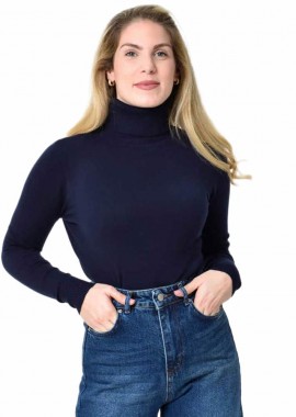 Potre OR - Πλεκτό Ζιβάγκο με Ύφανση Ριπ & Απαλή Υφή Μπλε Σκούρο 27271