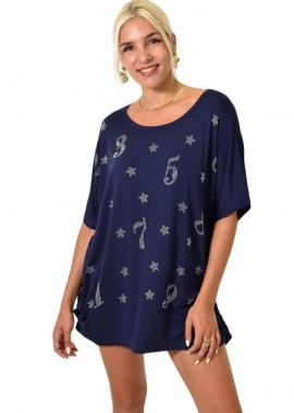 Potre OR - Γυναικεία μπλούζα για μεγάλα μεγέθη Μπλε Σκούρο 25494