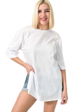 First Woman - Μπλούζα μονόχρωμη με ανοίγματα Λευκό 23566