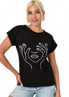First Woman - T-shirt με τύπωμα Μαύρο 25525