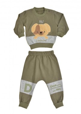 Potre OR - Βρεφικό σετ φόρμας με σχέδιο Little Dog Λαδί 17044