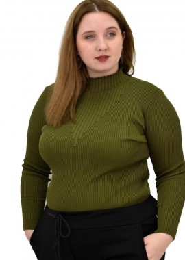 Potre OR - Γυναικείο Plus τοπ με σχέδιο Λαδί 22375