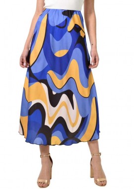 First Woman - Midi σατέν φούστα εμπριμέ Μωβ 23525