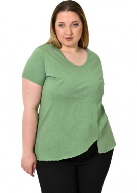 First Woman - Ασύμμετρο Κοντομάνικο Μπλουζάκι Φυστικί 24381