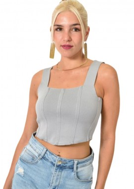 Potre OR - Crop top πλεκτό τύπου κορσές Γκρι 25193