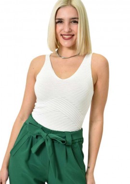 Potre OR - Γυναικείο πλεκτό τοπ με ανάγλυφο σχέδιο Λευκό 23217