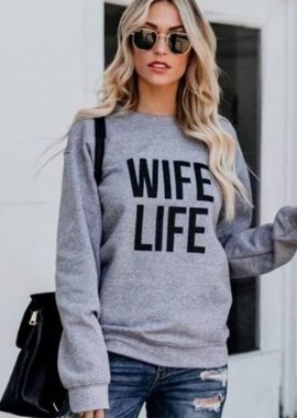 sense-shop - WIFE LIFE GREY SWEATSHIRT