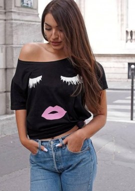 sense-shop - EYELASHES BLACK T-SHIRT