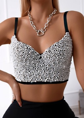 sense-shop - ΜΑΥΡΟ BUSTIER ΜΕ ΠΕΡΛΕΣ - SENSATION