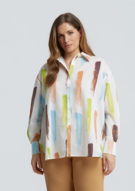 MAT FASHION - Πουκάμισο με αφηρημένο print και μακριά μανίκια