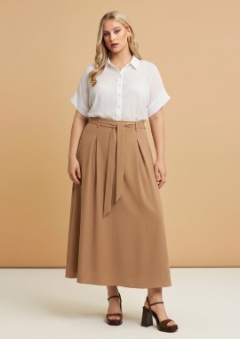 MAT FASHION - Φούστα airwashed κρεπ με δέσιμο στη μέση