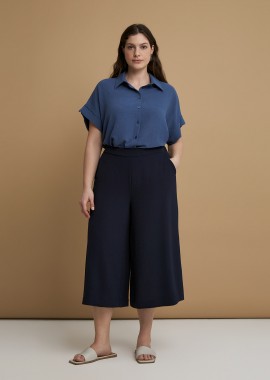 MAT FASHION - Ζιπ κιλότ κρεπ airwashed
