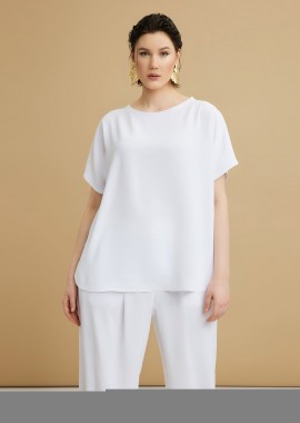 MAT FASHION - Μπλούζα κρεπ airwashed με στρογγυλή λαιμόκοψη