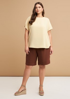 MAT FASHION - Μπλούζα κρεπ airwashed με στρογγυλή λαιμόκοψη