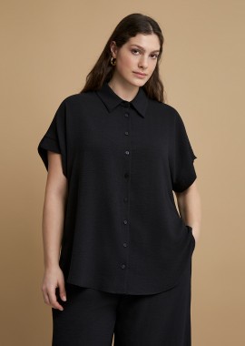 MAT FASHION - Πουκάμισο κρεπ airwashed με στρογγυλό τελείωμα