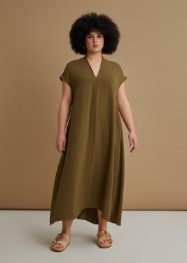 MAT FASHION - Φόρεμα κρεπ airwashed με πτυχώσεις