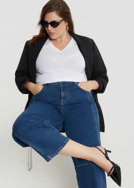 MAT FASHION - Basic μπλούζα βαμβακερή με V-λαιμόκοψη