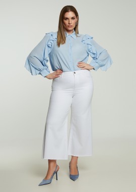 MAT FASHION - Τζιν basic cropped σε φαρδιά γραμμή