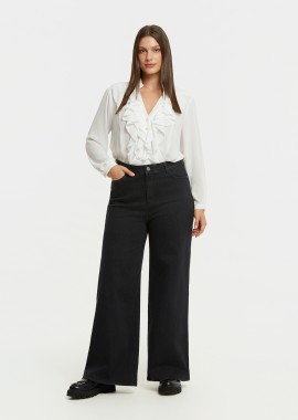 MAT FASHION - Τζιν wide-leg μαύρο denim