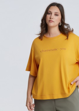 MAT FASHION - Βαμβακερό boxy t-shirt με logo “charismatic you”