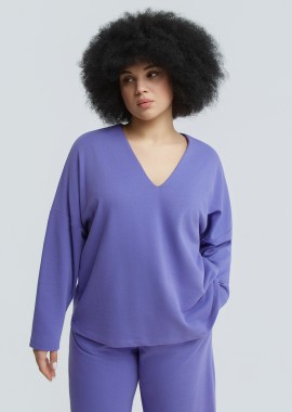 MAT FASHION - Βαμβακερό φούτερ με V-λαιμόκοψη