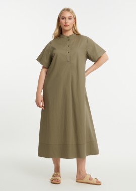 MAT FASHION - Βαμβακερό σεμιζιέ φόρεμα με μάο γιακά