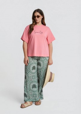 MAT FASHION - Βαμβακερό t-shirt με strass στάμπα