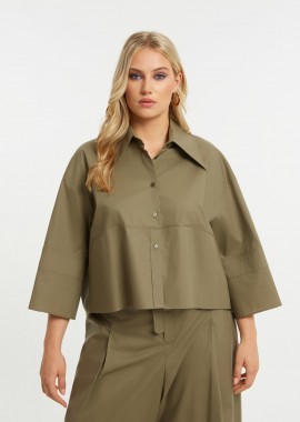 MAT FASHION - Cropped πουκάμισο ποπλίνα σε boxy γραμμή
