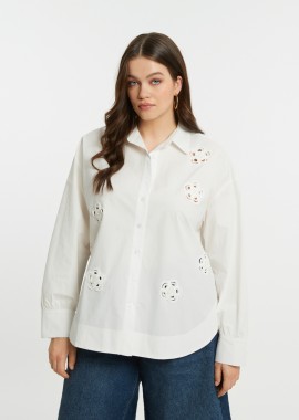 MAT FASHION - Βαμβακερό πουκάμισο με κεντητές cutwork λεπτομέρειες