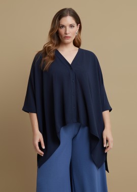 MAT FASHION - Πουκάμισο κρεπ airwashed με ασυμμετρία