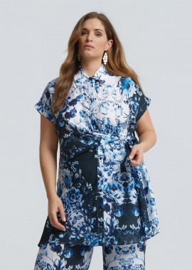 MAT FASHION - Πουκάμισο με floral μοτίβο και δέσιμο στη μέση