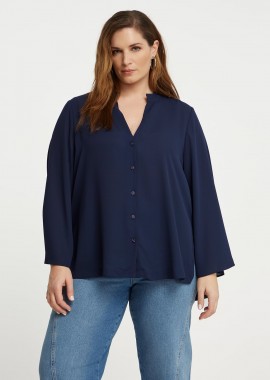 MAT FASHION - Κρεπ πουκάμισο με φαρδιά μανίκια