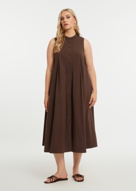MAT FASHION - Αμάνικο βαμβακερό σεμιζιέ φόρεμα με μάο γιακά