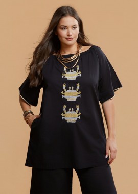 MAT RESORT - Βαμβακερή off-shoulder τουνίκ με κέντημα