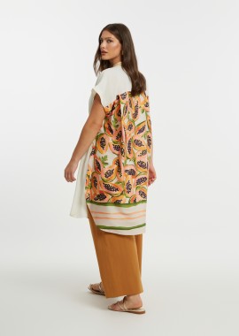 MAT FASHION - Πουκαμίσα βισκόζη με papaya print στην πλάτη