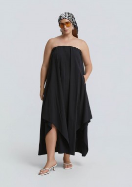 MAT FASHION - Βαμβακερό maxi strapless φόρεμα