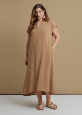 MAT FASHION - Φόρεμα κρεπ airwashed με πτυχώσεις