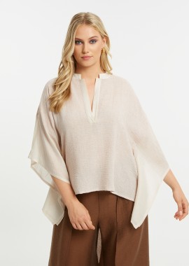 MAT FASHION - Μπλούζα V με λινό