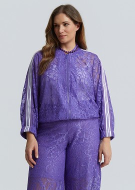 MAT FASHION - Δαντελένια ζακέτα με φερμουάρ και sporty ρίγες
