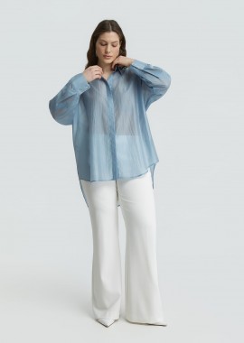 MAT FASHION - Μακρύ πουκάμισο από lyocell με δεσίματα στα μανίκια