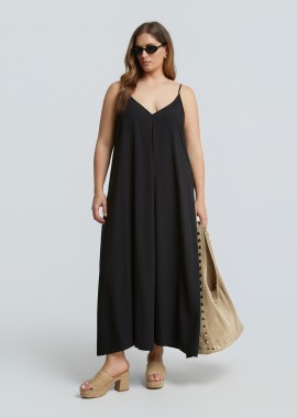 MAT FASHION - Maxi φόρεμα βισκόζη με v λαιμόκοψη και τιράντες