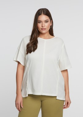 MAT FASHION - Βαμβακερό t-shirt με διακοσμητικές ραφές