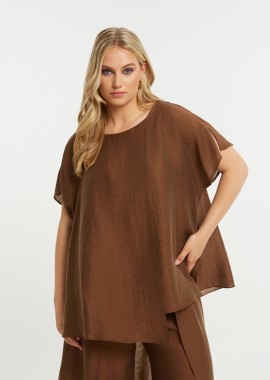 MAT FASHION - Λινή μπλούζα με layered σχέδιο