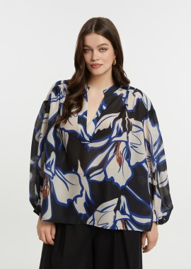 MAT FASHION - Αέρινη μπλούζα με αφηρημένο floral μοτίβο