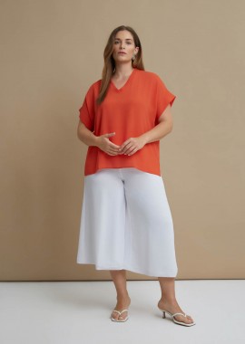 MAT FASHION - Μπλούζα κρεπ με V-λαιμόκοψη