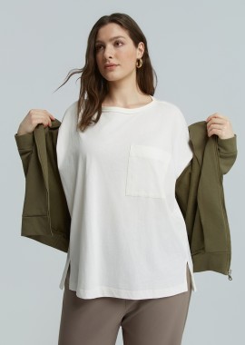 MAT FASHION - Oversized βαμβακερό t-shirt με τσεπάκι