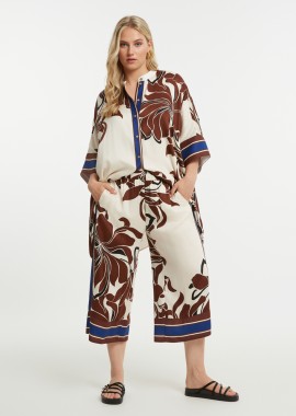 MAT FASHION - Εμπριμέ cropped παντελόνα βισκόζη