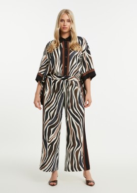 MAT FASHION - Zebra print παντελόνα με contrast ρίγες